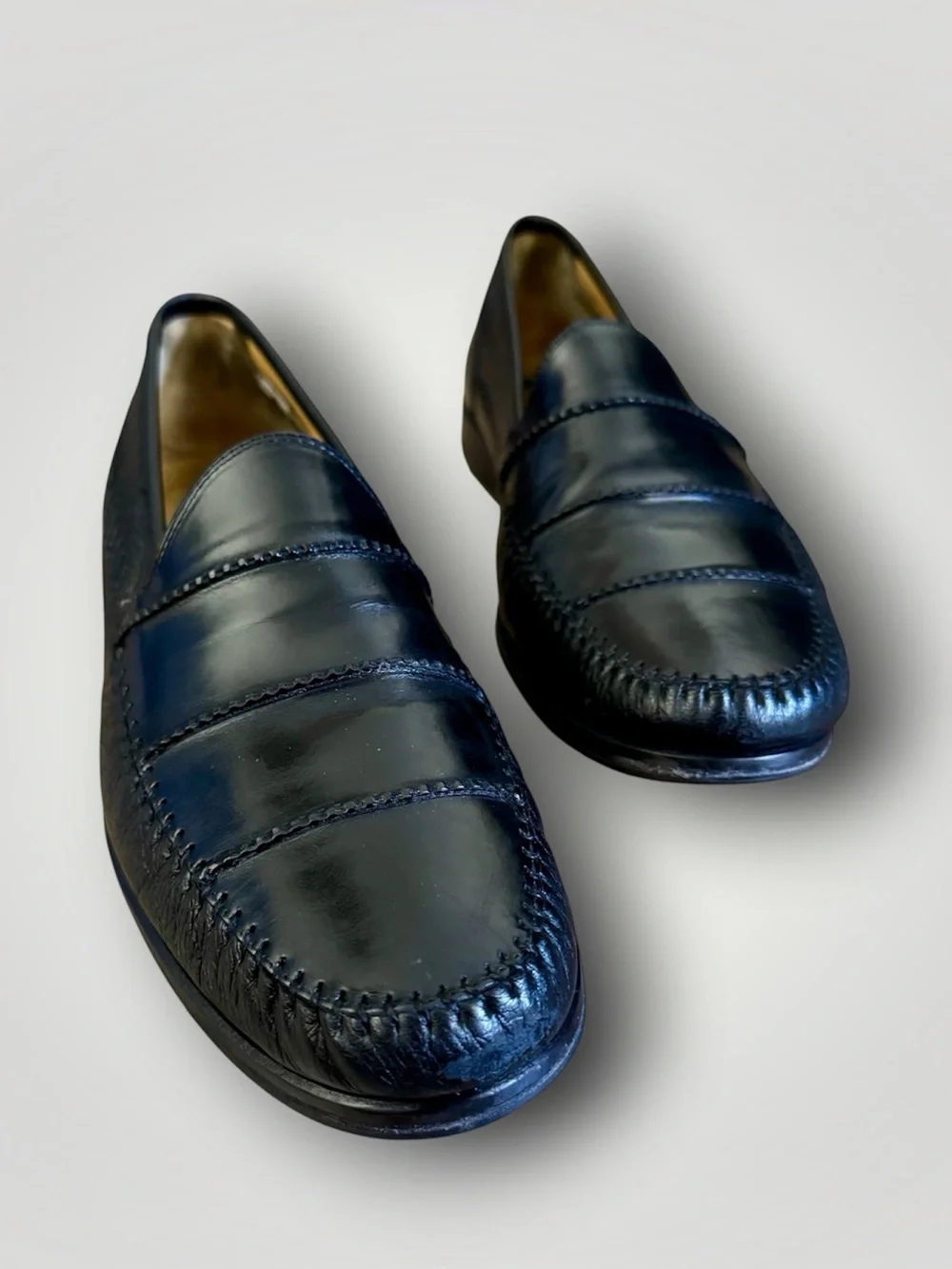 Mezlan SPYDER Black Leather Loafers, Luxury Slip-On Dress / Driving Moc sz. 12